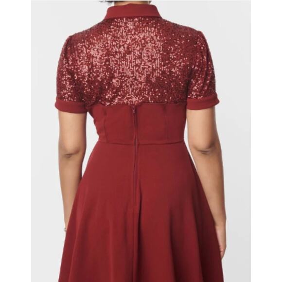 Unique Vintage Red Sequin Top Swing Retro Dress 1X 16 NWT - Picture 2 of 10